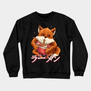 Fox Eating Ramen Ramen Noodle Lovers Fox Themed Gift Crewneck Sweatshirt